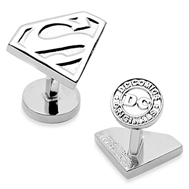 DC Comics Silver-Plated Superman Shield Cufflinks. View a larger version of this product image.