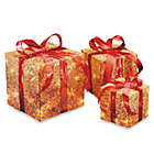 Alternate image 0 for National Tree 6", 8" & 10" Assorted Gold Sisal Pre-Lit Gift Boxes