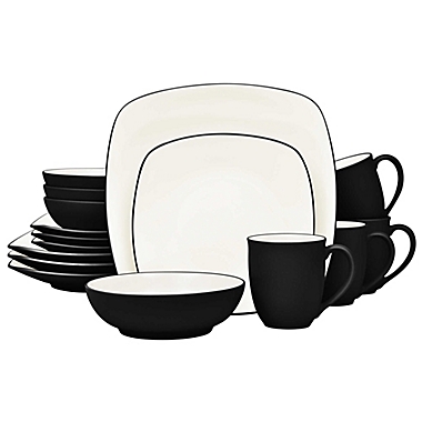 Noritake&reg; Colorwave Square 16-Piece Dinnerware Set in Graphite. View a larger version of this product image.