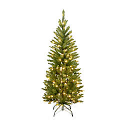 National Tree Company 4.5-foot Kingswood Fir Hinged Pencil Tree Pre-Lit with 150 Clear Lights