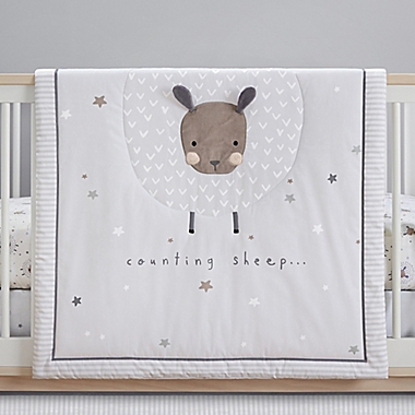 Just Born&reg; One World&trade; Counting Sheep 3-Piece Crib Bedding Set in Grey. View a larger version of this product image.
