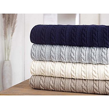 Nipperland&reg; Boutique Cable Knit Throw Blanket in Platinum. View a larger version of this product image.