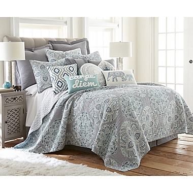 Levtex Home Tania Reversible King Quilt Set in Grey/Blue. View a larger version of this product image.