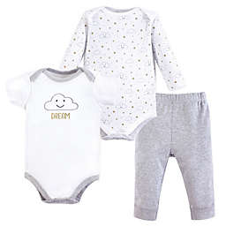Hudson Baby® 3-Piece Clouds Bodysuit and Pant Set in White