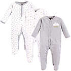 Alternate image 0 for Hudson Baby&reg; Size 0-3M 3-Piece Clouds Footies in Grey