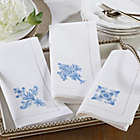 Alternate image 1 for Saro Lifestyle Embroidered Blue Ornament Hemstitch Napkins in White (Set of 6)