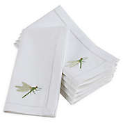 Saro Lifestyle Embroidered Dragonfly Hemstitch Napkins in White (Set of 6)