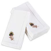 Saro Lifestyle Peacock Feather Embroidered Hemstitch Napkins in White (Set of 6)