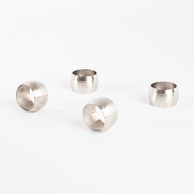Saro Lifestyle Round Shape Hammered Napkin Rings in Silver (Set of 4). View a larger version of this product image.