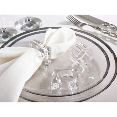Saro Lifestyle Octagonal Napkin Rings in Clear (Set of 4). View a larger version of this product image.