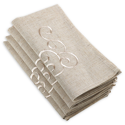 Alternate image 1 for Saro Lifestyle Embroidered Swirl Napkins in Natural (Set of 4)