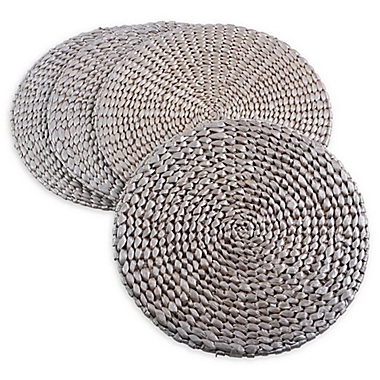 Saro Lifestyle Kailua Hyacinth Round Placemats in Silver (Set of 4). View a larger version of this product image.