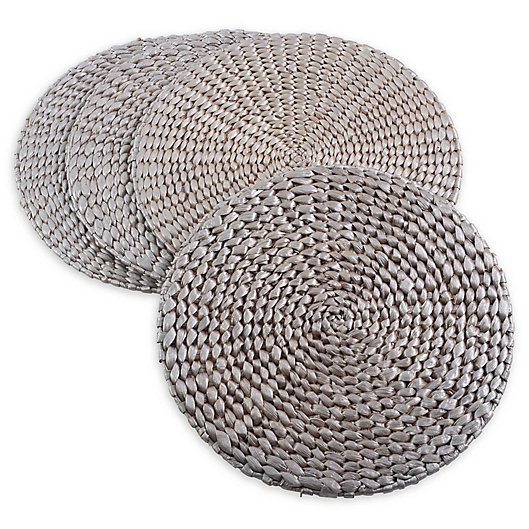Alternate image 1 for Saro Lifestyle Kailua Hyacinth Round Placemats in Silver (Set of 4)
