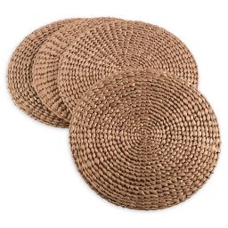 Saro Lifestyle Kailua Hyacinth Round Placemats in Golden (Set of 4)