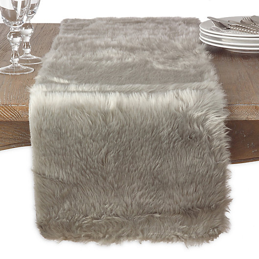 Alternate image 1 for Saro Lifestyle Faux Fur 72-Inch Table Runner
