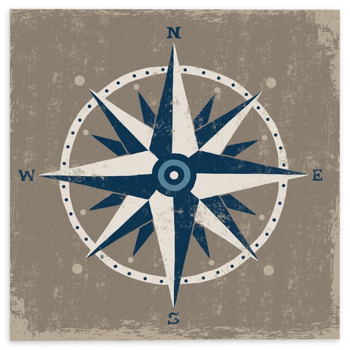 Nautical Compass Canvas Wall Art In Blue Bed Bath Beyond