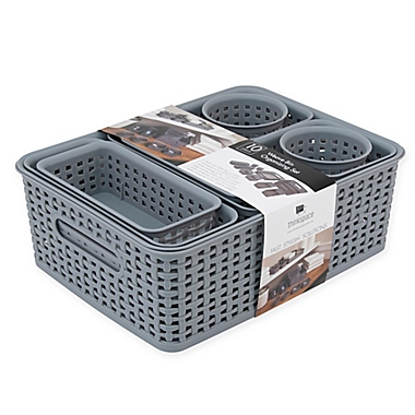 Advantus 10-Piece Weave Bin Organizing Set in Grey. View a larger version of this product image.