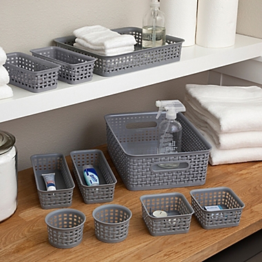 Advantus 10-Piece Weave Bin Organizing Set in Grey. View a larger version of this product image.