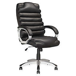 Corliving™ Faux Leather Swivel Office Chair in Black