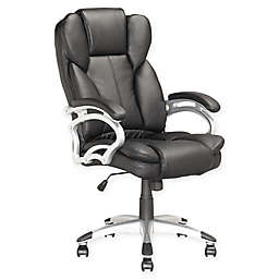 Corliving™ Faux Leather Swivel Office Chair in Black