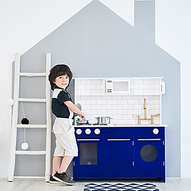 Teamson Kids Berlin Play Kitchen in White/Blue. View a larger version of this product image.