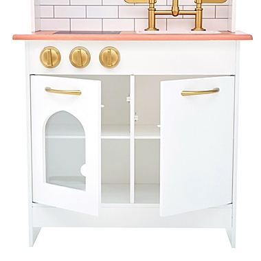 Teamson Kids Boston Play Kitchen in White/Wood. View a larger version of this product image.