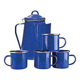 Stansport® 8-Cup Percolator Enamel Coffee Pot and Mugs Set