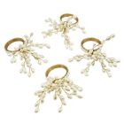 Alternate image 1 for Saro Lifestyle Beaded Napkin Rings in Vanilla (Set of 4)