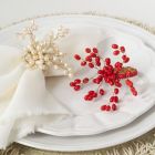 Alternate image 2 for Saro Lifestyle Beaded Napkin Rings in Vanilla (Set of 4)