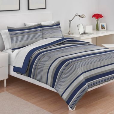 IZOD® Collegiate Stripe Reversible Comforter Set | Bed Bath & Beyond