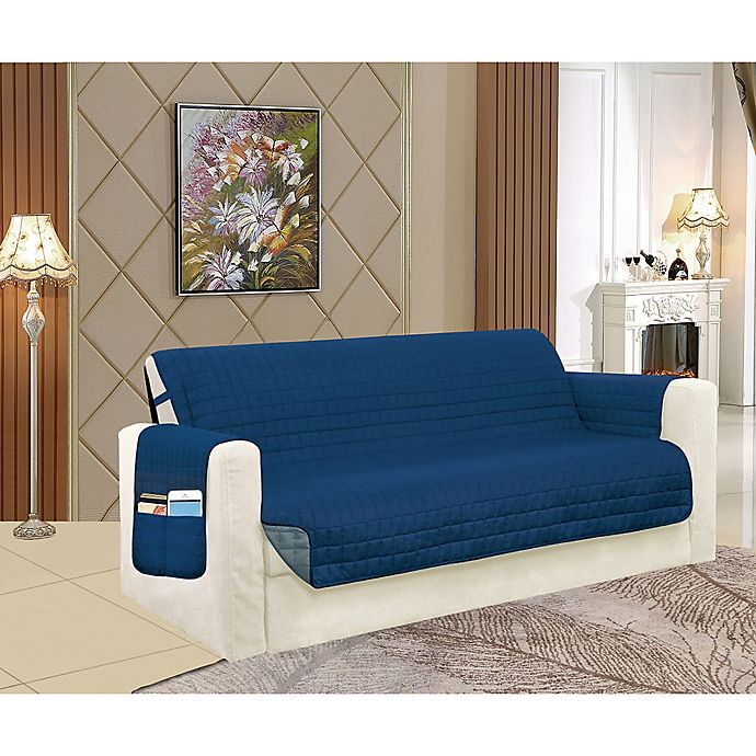 Smart Solid Microfiber Furniture Cover, Navy Sofa Cover
