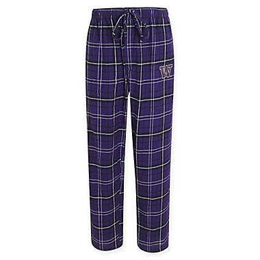 Collegiate Men&#39;s Flannel Plaid Pajama Pant with Left Leg Team Logo. View a larger version of this product image.
