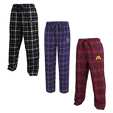 Collegiate Men&#39;s Flannel Plaid Pajama Pant with Left Leg Team Logo. View a larger version of this product image.