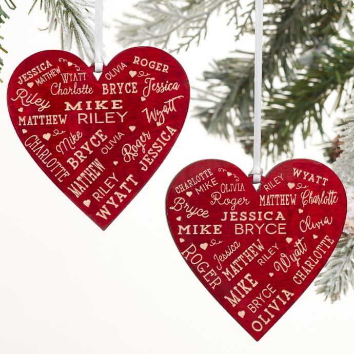 Close To Her Heart Personalized 2Sided Red Wood Christmas Ornament