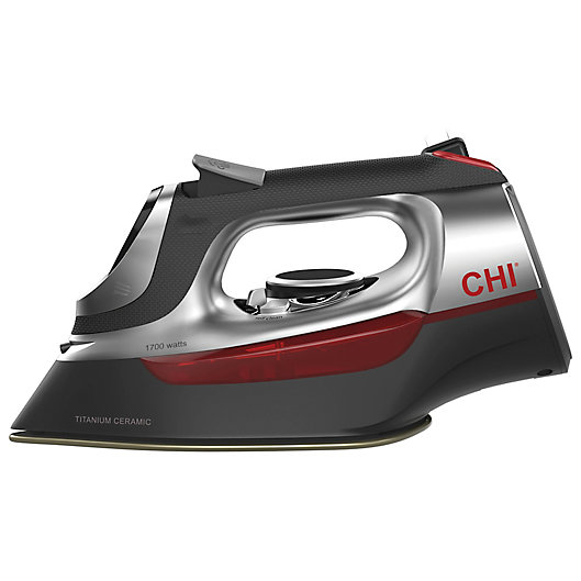 Alternate image 1 for CHI® Electronic Iron with Retractable Cord in Black/Red