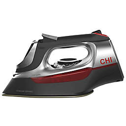 CHI® Electronic Iron with Retractable Cord in Black/Red