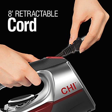 CHI&reg; Electronic Iron with Retractable Cord in Black/Red. View a larger version of this product image.