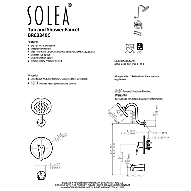 Solea Summit Bathroom Bathtub Faucet and Showerhead Combo in Chrome. View a larger version of this product image.