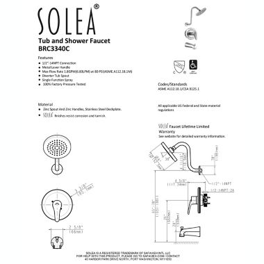 Solea Summit Bathroom Bathtub Faucet and Showerhead Combo in Chrome. View a larger version of this product image.