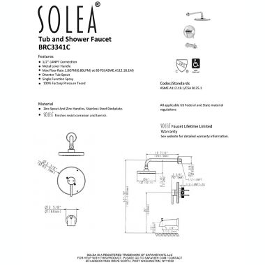 Solea Evoke Bathroom Bathtub Faucet and Showerhead Combo in Chrome. View a larger version of this product image.