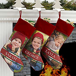 Holly Jolly Smile Personalized Photo Christmas Stocking
