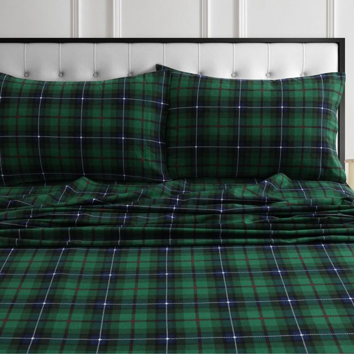 Tribeca Living® 170 GSM Charleston Plaid Flannel Sheet Set in Green