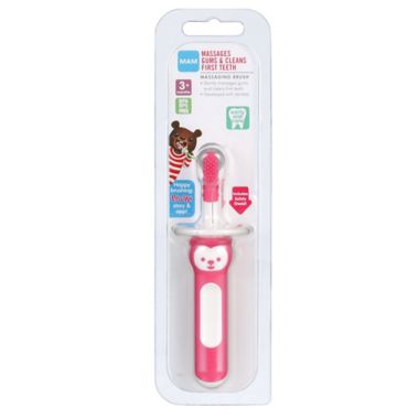 MAM Brushy the Bear Massaging Toothbrush in Pink. View a larger version of this product image.