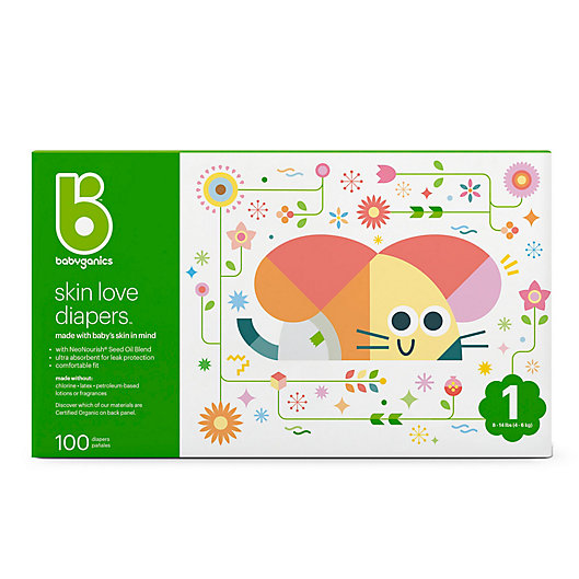 Alternate image 1 for Babyganics® 100-Count Size 1 Ultra Absorbent Diapers
