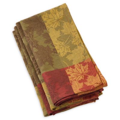 Details about   6 ~ Autumn/ fall tan/ gold leaf pattern cloth napkins 19" 100% cotton ~ C4 