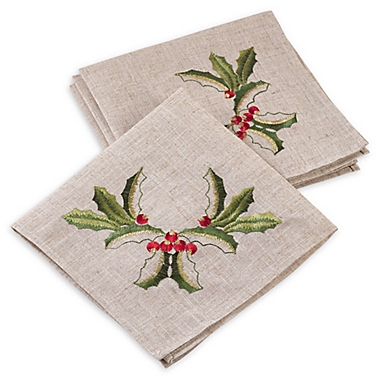 Saro Lifestyle Holly Napkins (Set of 4). View a larger version of this product image.
