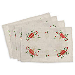 Saro Lifestyle Holly Ornament Placemats in Natural (Set of 4)