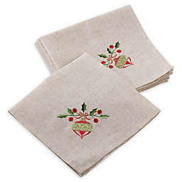 Saro Lifestyle Holly Ornament Napkins in Natural (Set of 4)