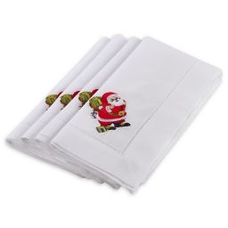 Saro Lifestyle Hemstitched Santa Clause Napkins in White (Set of 4)