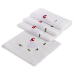 Saro Lifestyle Hemstitched Christmas Holiday Napkins in White (Set of 4)